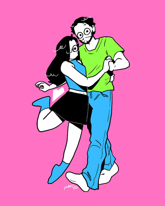 A silly drawing of myself and my boyfriend