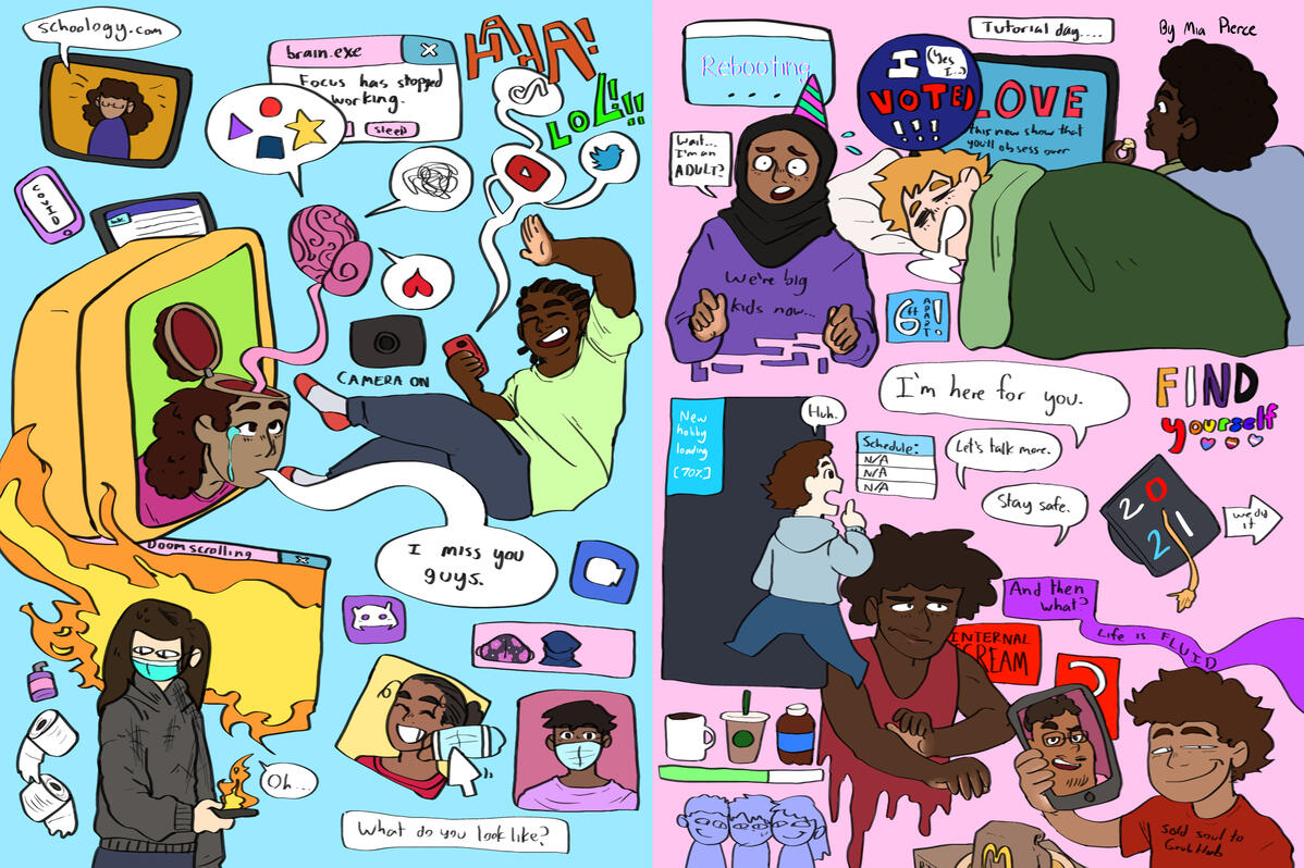 A winning graphic design submission for Clayton Valley Charter High School&#39;s 2021 yearbook (it was later published in print)